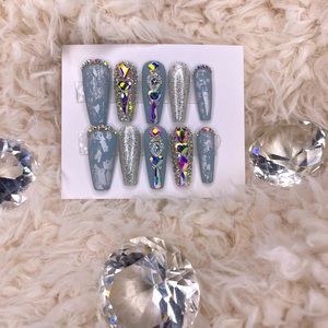 Matte Rhinestone Glam Press On